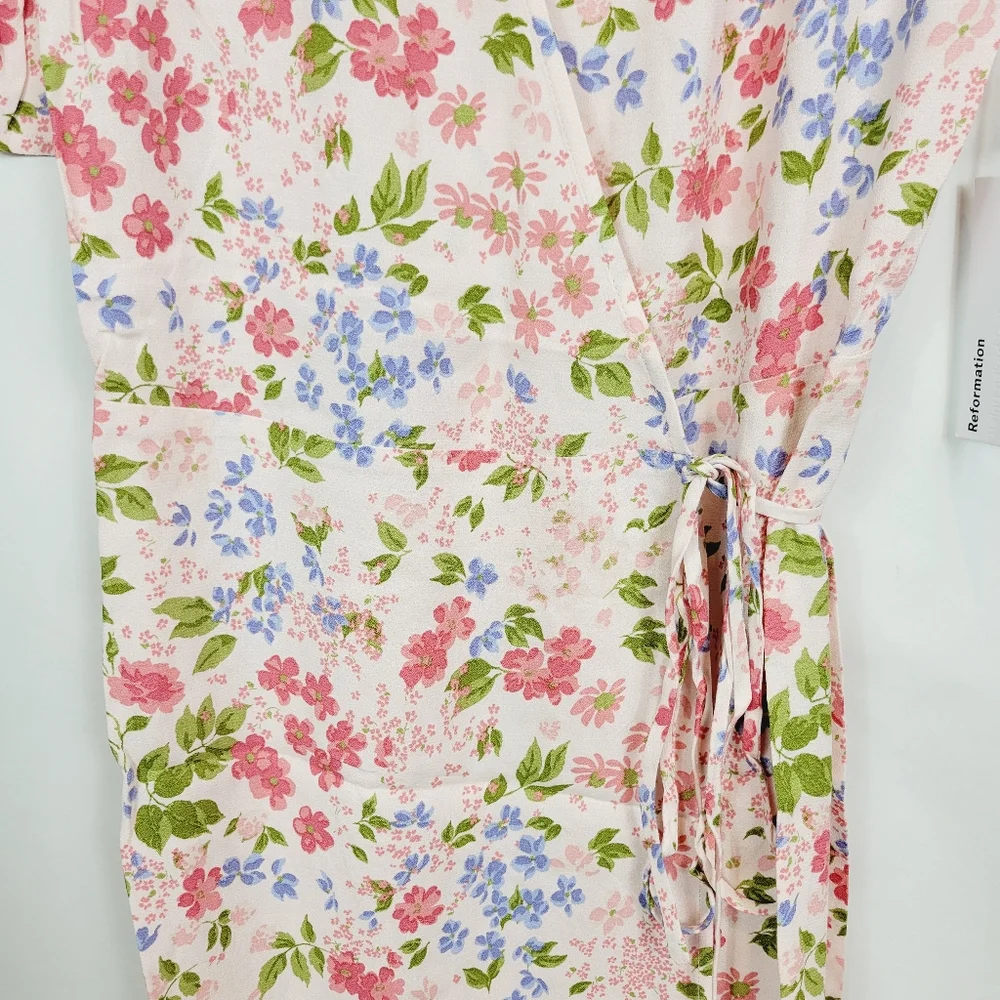 Reformation Floral Midi Dress - Pink and Green - Picture 6 of 8